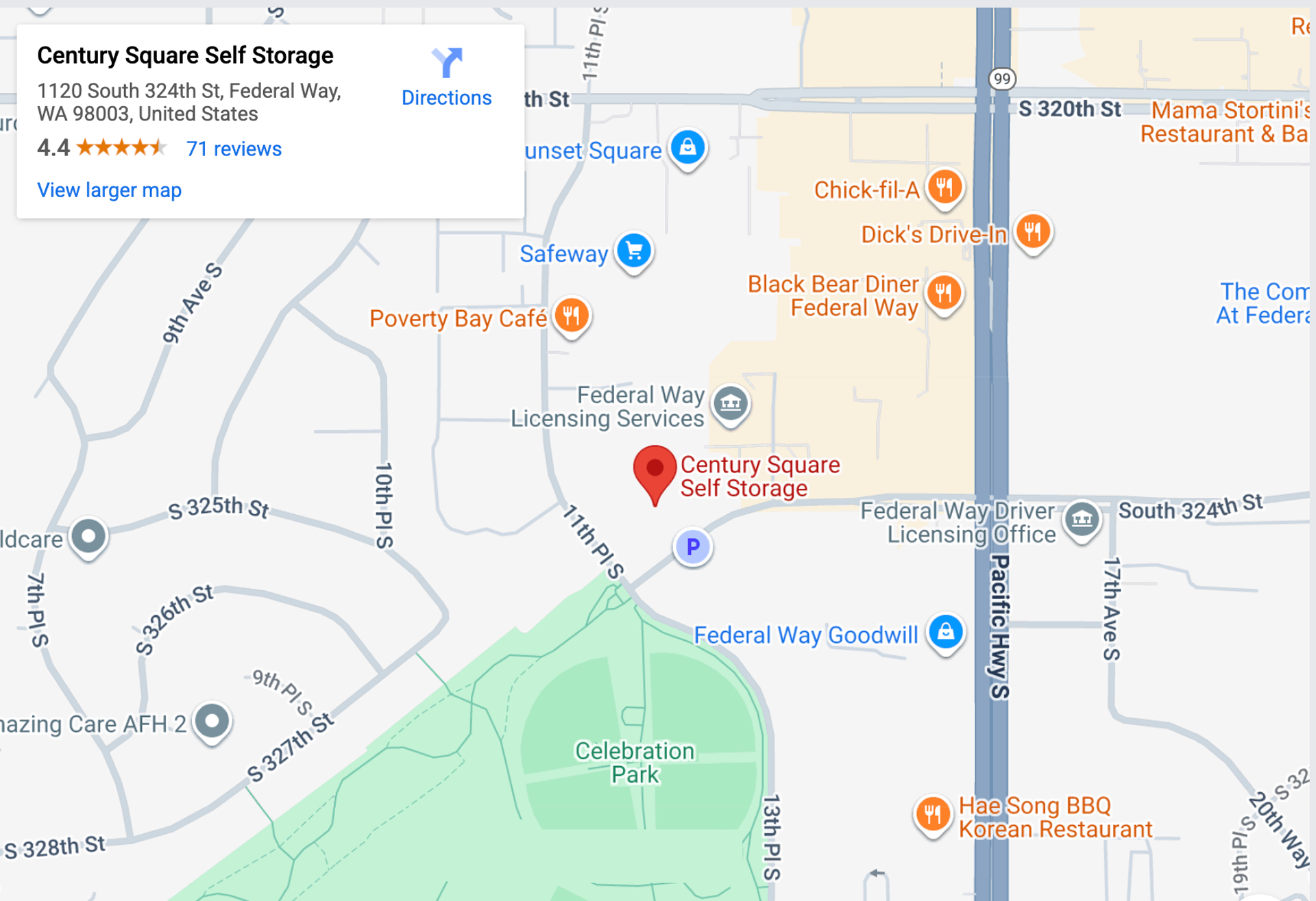 Century Square Self Storage (253) 839-6303 1120 South 324th St. Federal Way, WA 98003